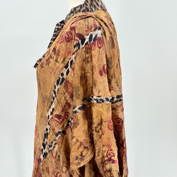 Galliano Silk Animal Print Mixed Media Blouse Medium - Picture 10 of 13